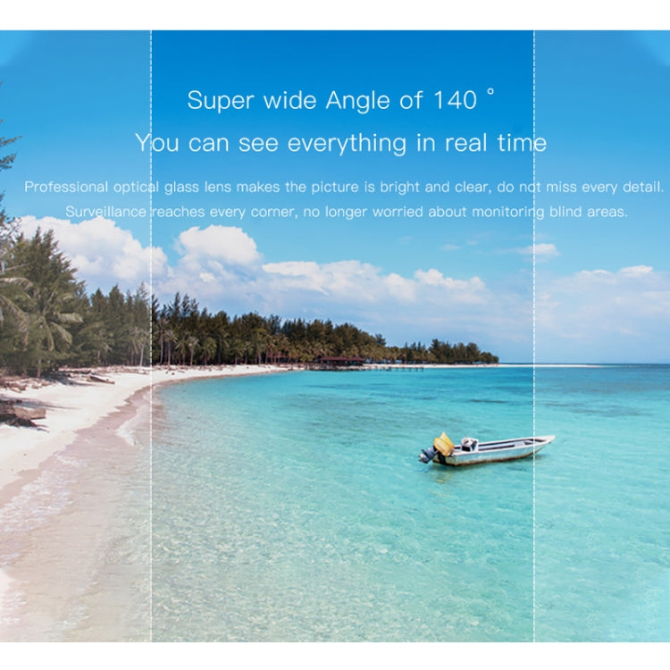 Wireless surveillance camera super wide-angle coverage view graphic (140°)