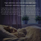 Wireless surveillance camera night-vision graphic over a person sleeping on bed