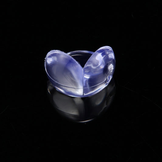 Clear blue-tinted hemisphere corner protector pad with curved edges