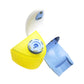 Automatic sensor soap dispenser with open front compartment and gray-and-yellow body