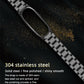 Black stainless steel watch band with glossy metal link strap