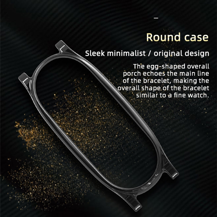 Black stainless steel watch band frame with smooth metal links