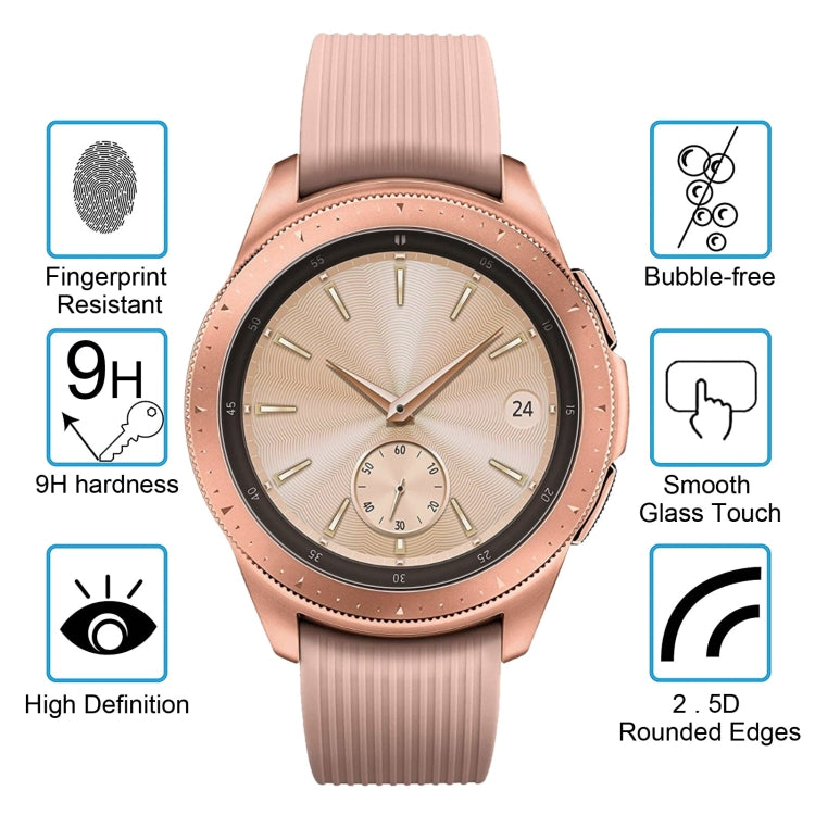Curved 9H tempered glass screen protector for Galaxy Watch 42mm, rounded edges