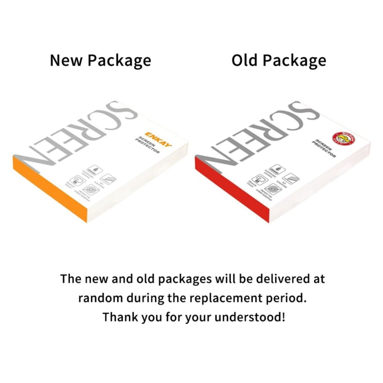ENKAY screen protector packages for Galaxy Watch 42mm, new vs old packaging shown
