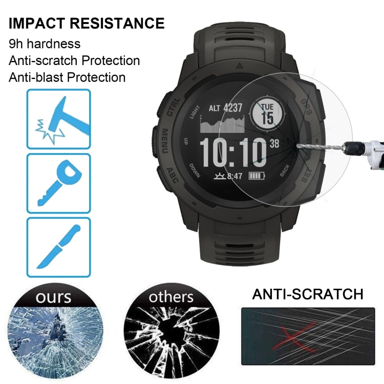 Curved tempered glass screen protector on smartwatch display with alignment applicator.