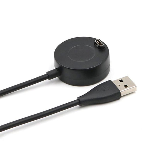 Black charging dock with cable and USB-A plug for smartwatch charging