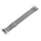 Silver metal mesh watch band with end clasp and rectangular connector