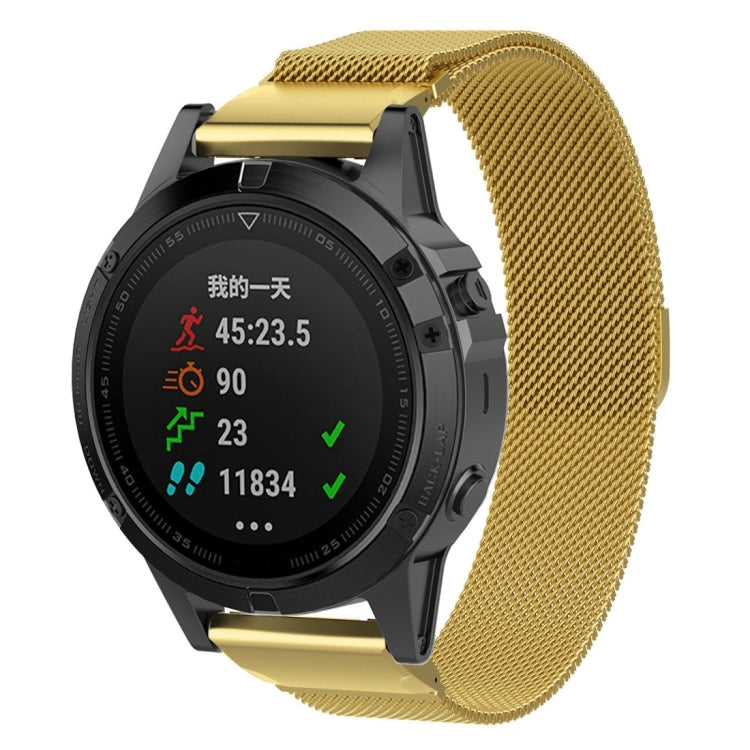 Milanese watch band for Garmin Fenix 6X, gold mesh strap with metal clasp