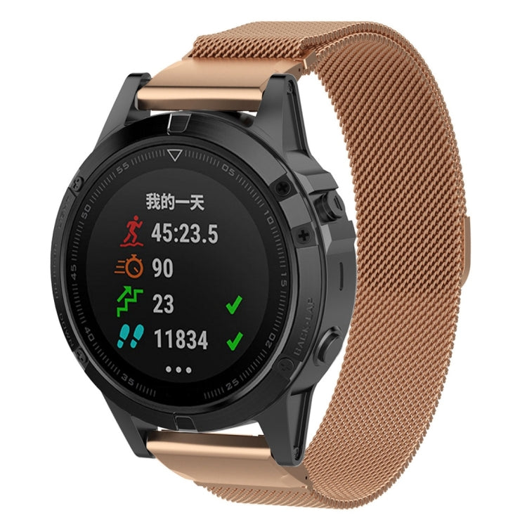Milanese watch band for Garmin Fenix 6X, rose gold mesh strap with metal clasp