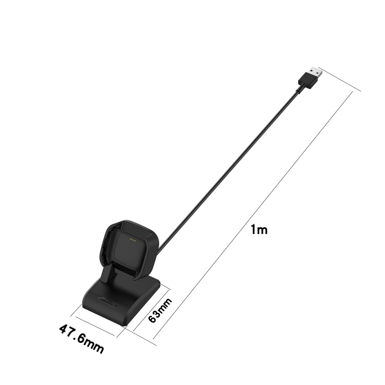 Black smartwatch charging dock adapter with 1 m USB cable and base size