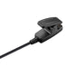 Charging clip end of black charging data cable with contact pins