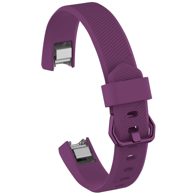 Purple silicone watch band with buckle and adjustment holes for Fitbit Alta/HR, size L