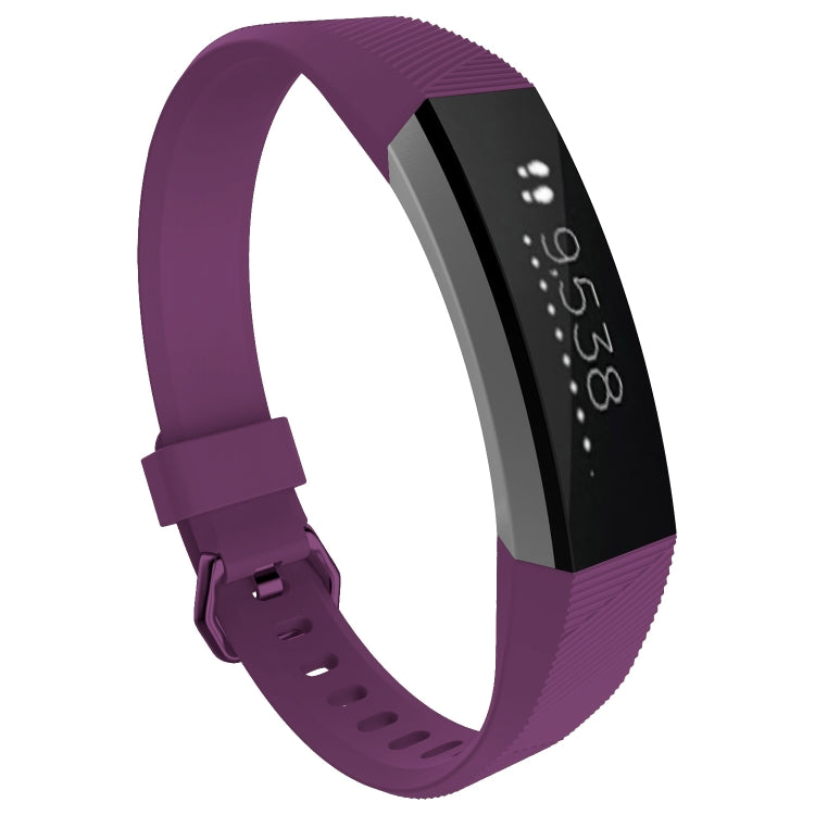 Purple silicone watch band for Fitbit Alta/HR, size L, with textured strap and clasp
