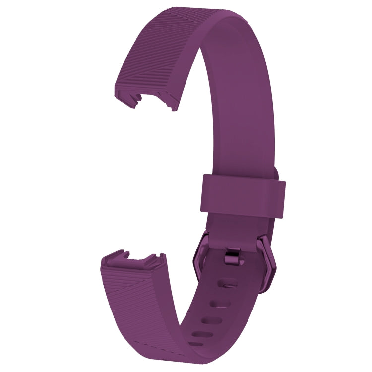 Purple silicone watch band for Fitbit Alta/HR, size L, with keeper strap and buckle