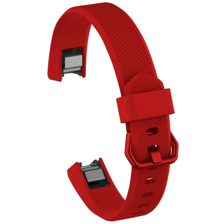 Red silicone watch band for Fitbit Alta/HR, size L, with buckle and perforated strap