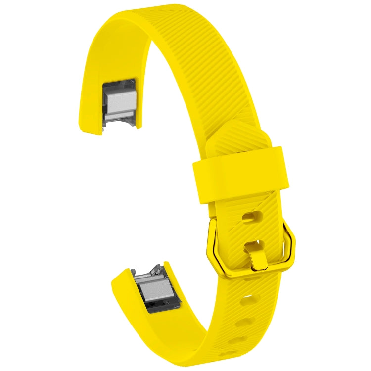 Yellow silicone watch band for Fitbit Alta/HR, size L, with buckle and adjustment holes