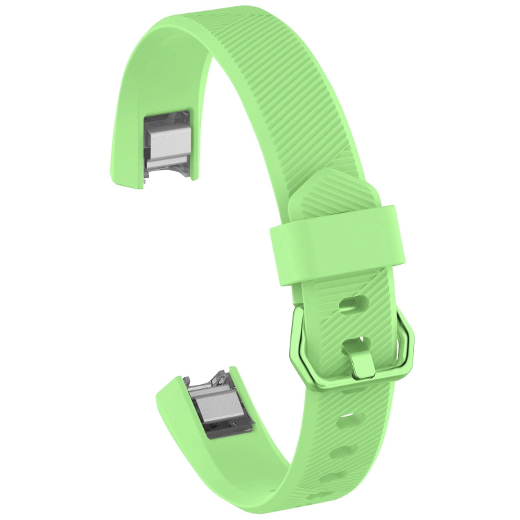Silicone watch band with metal clasp, bright green, adjustable pin holes, size L