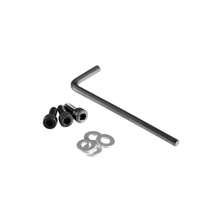Mounting hardware kit with L hex key, bolts, and washers for bike stand