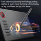 Dark graphics tablet with red control and included stylus for hand drawing