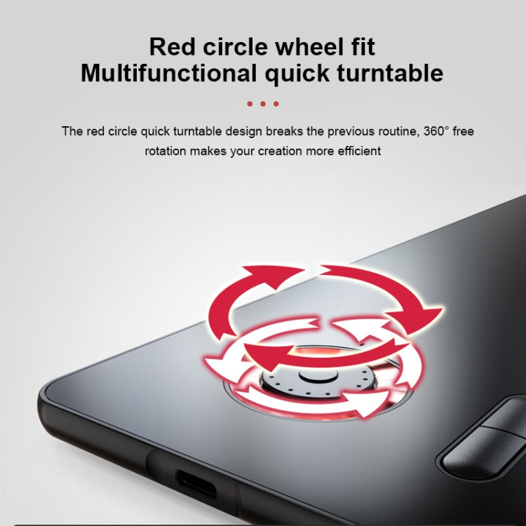 Tablet with red circular quick turn wheel control and side ports
