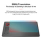 Black drawing tablet with blue resolution grid overlay and side shortcut keys