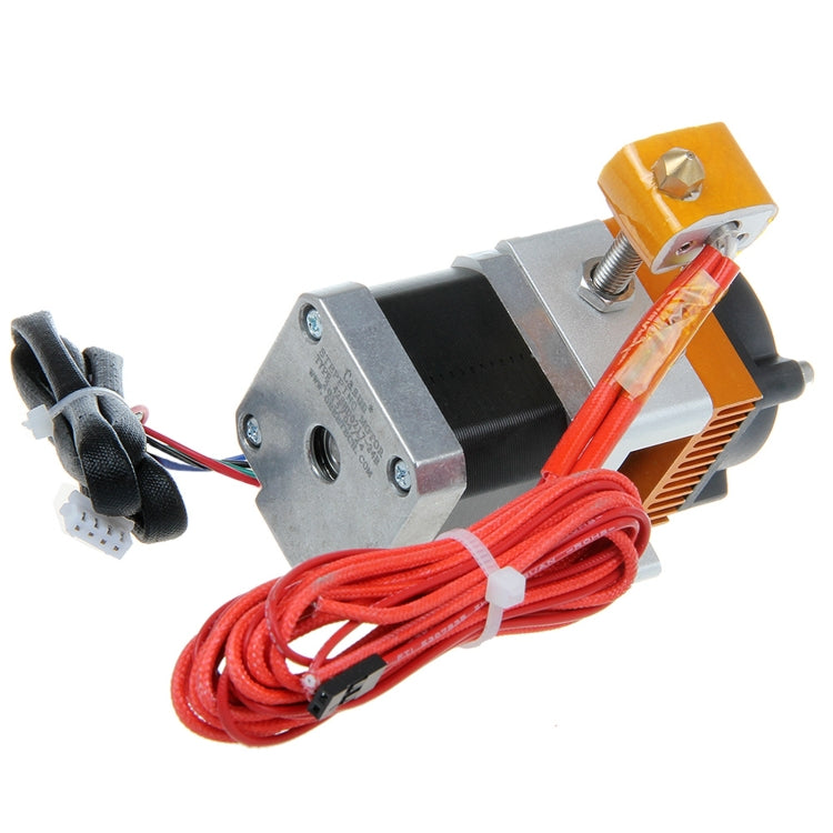 MK8 extruder module with orange mount, red cable, and attached wiring connector