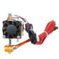 MK8 extruder with cooling fan, silver metal housing, and red wiring harness