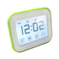 Green digital kitchen timer clock with large LCD touch screen and PM digits