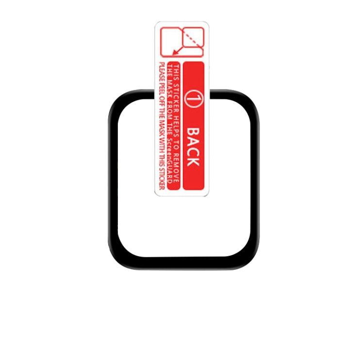 Curved screen protector film backing labeled 'Back', shaped for smartwatch screen