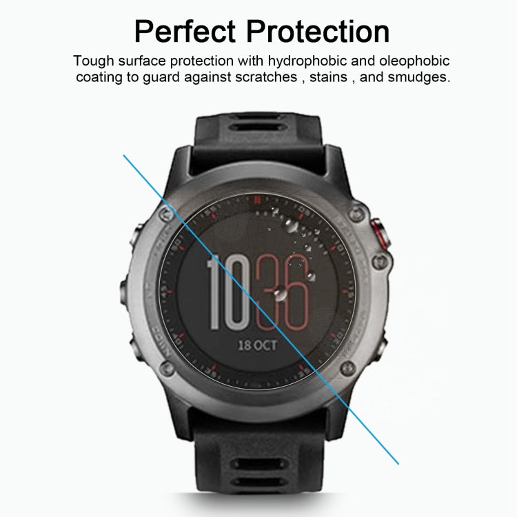 Tempered glass screen protector on smartwatch with curved edges over display