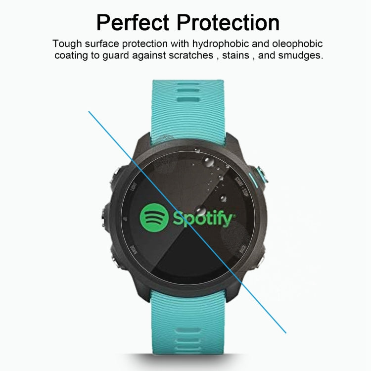 Garmin Forerunner 245 tempered glass protector with hydrophobic coating on watch face
