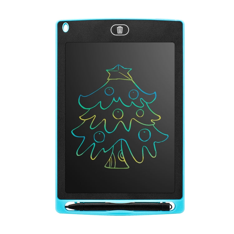 Blue-trim children's color LCD drawing tablet with tree drawing on screen