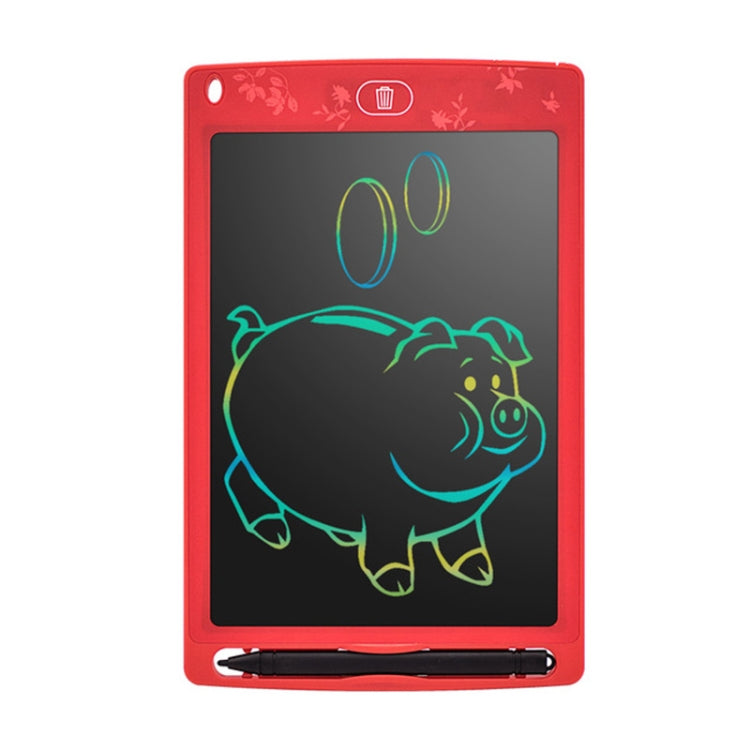 Red children's color LCD drawing tablet with pig drawing on screen