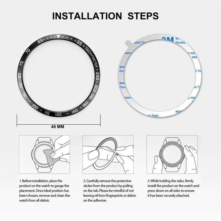 Steel protective bezel rings with installation tape, sized for Galaxy Watch 46mm
