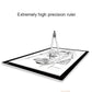 Black LED light pad with ruler overlay and detailed building sketch for tracing