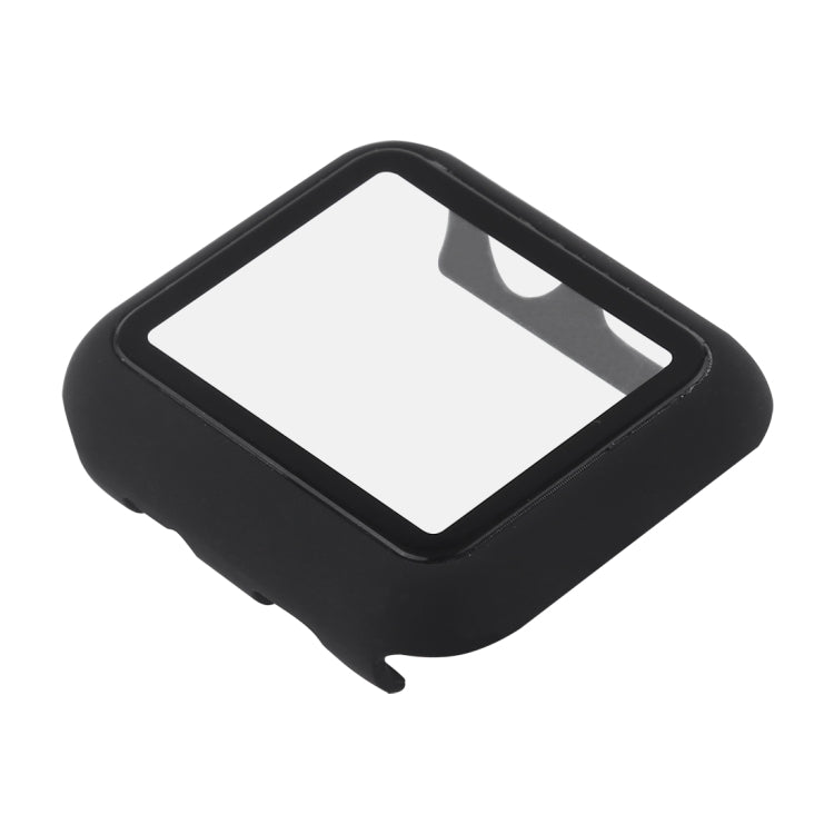 Black silicone smartwatch protective case with raised bezel and clear screen window