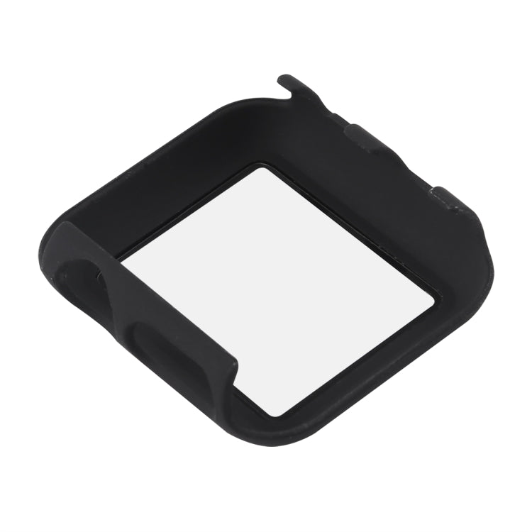 Black protective smartwatch case with clear screen opening and side button cutouts