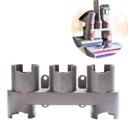 Gray metal vacuum storage bracket with four attachment slots