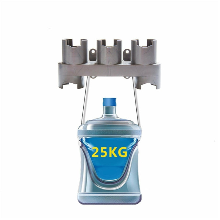 Gray metal vacuum cleaner storage bracket with four top holders