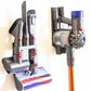 Gray metal vacuum storage bracket holding two vacuum tools in slots