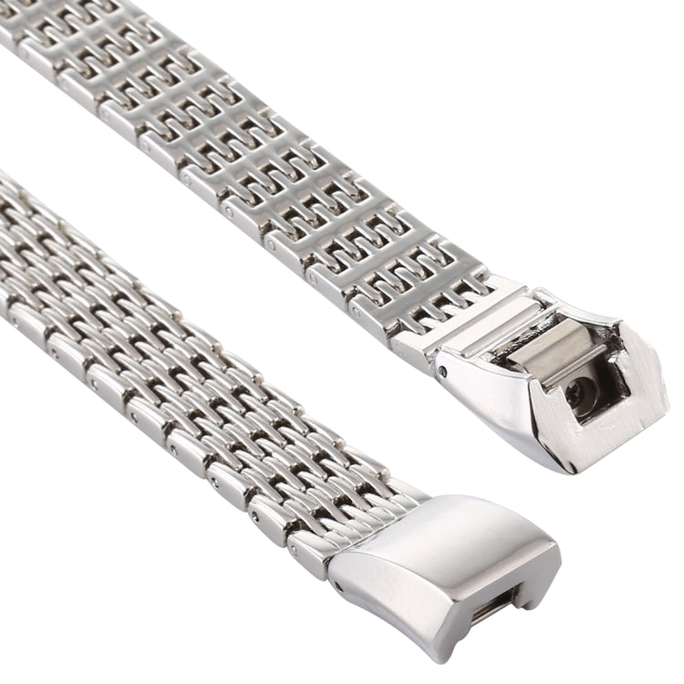 Stainless steel watch band for Fitbit Alta, silver mesh with square clasp buckle
