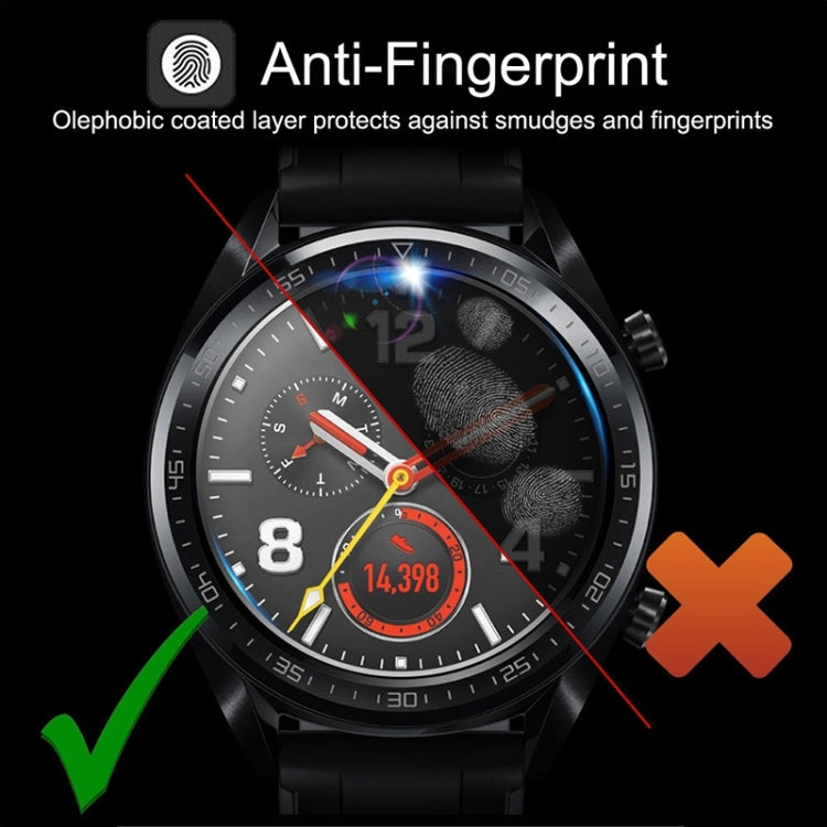 Anti-fingerprint tempered glass screen protector on a black watch face