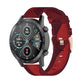 22mm stripe weave nylon watch band in red with metal buckle and adjustment holes