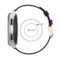 22mm purple woven nylon watch band with check pattern; adjustable strap with metal clasp.