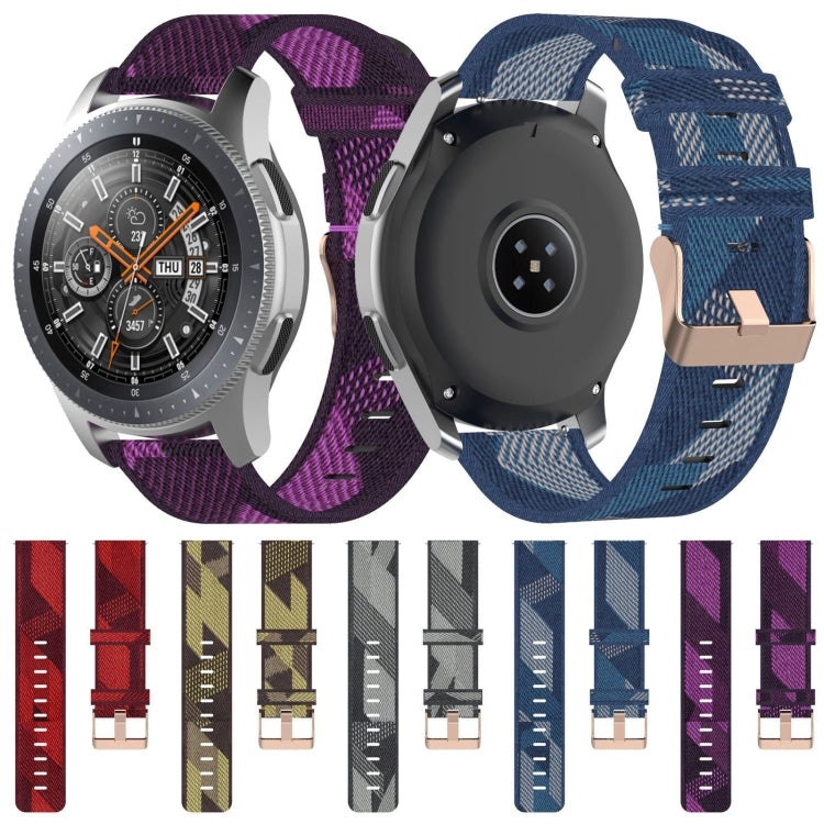 Nylon wrist watch band straps with purple and blue stripe weave