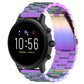 22mm steel watch band with purple iridescent link bracelet and metal clasp