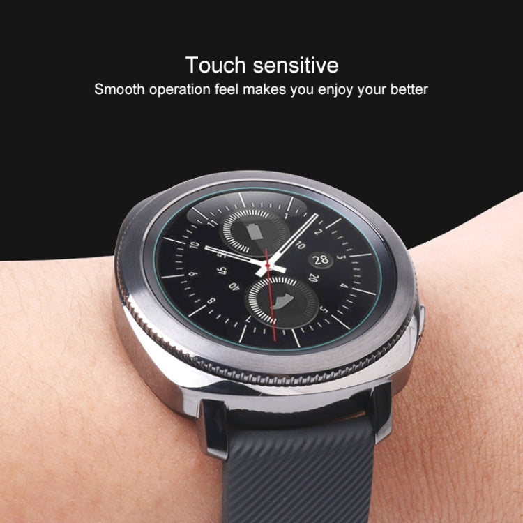 24mm tempered glass film for watch screen, touch-sensitive protection on black leather strap