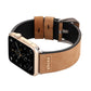 Genuine leather Apple Watch wrist band, light brown/tan with silver clasp and adjustment holes