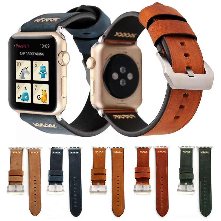 Genuine leather watch band set for 42mm in multiple colors, with metal clasps