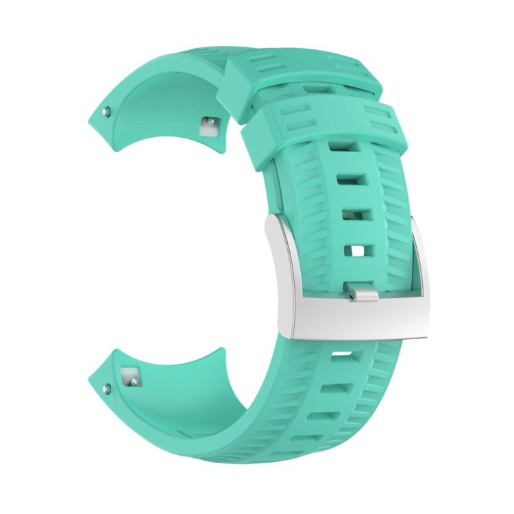 Silicone watch band for SUUNTO 9 in mint green, curved strap with metal buckle